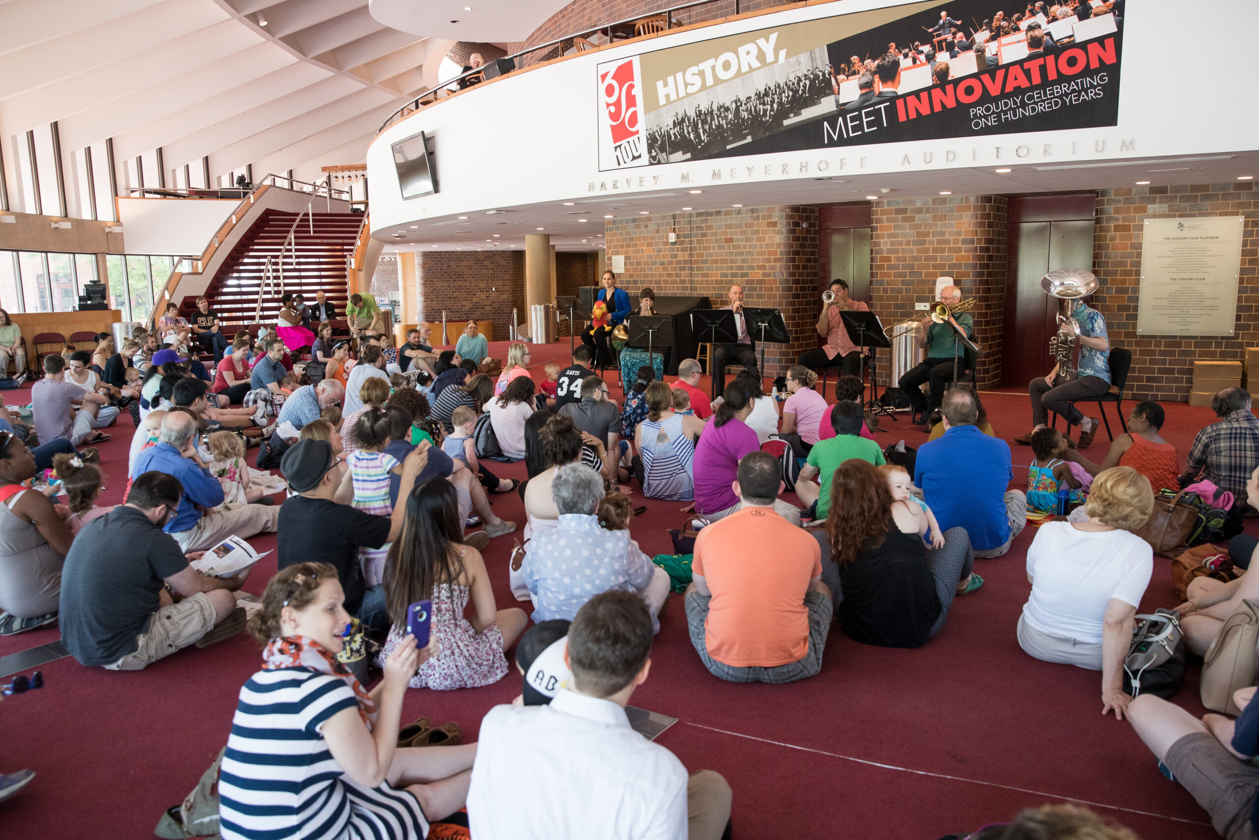 Children watch a fun concert introducing them to musical instruments at the Joseph Meyerhoff Symphony Hall with the Baltimore Symphony Orchestra